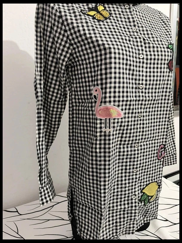 Camisa longa xadrez com bordados H&M Divided – photo 3